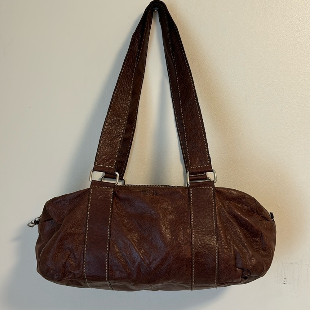 Roots soft brown leather duffle style shoulder bag